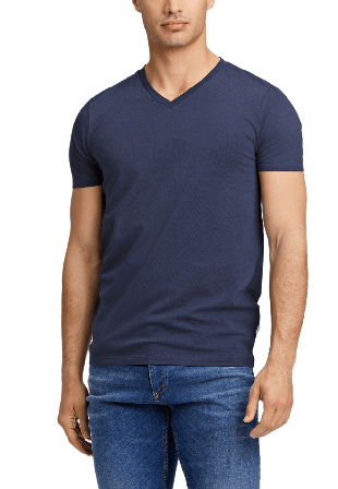 Lindbergh Mens Stretch V-Neck Tee T-shirts Herr Blå L