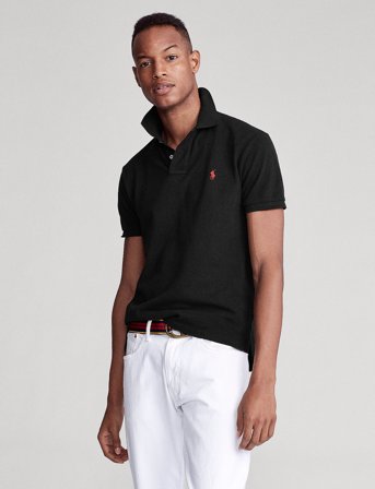 Polo Ralph Lauren Slim Fit Mesh Polo Shirt - Black - L