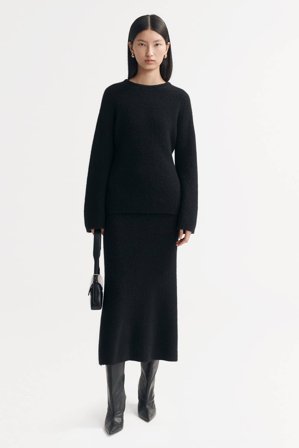 Soft Goat - Boucle Skirt - Cashmere skirt - XL - Black