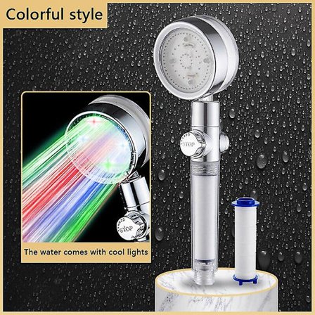 7 färg LED duschhuvud dusch automatisk färg växlande vattenbesparande handdusch dusch filter högtrycksdusch