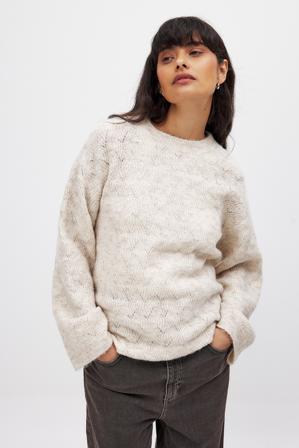 NA-KD Pull oversize en maille torsadée - Tricot épais - Beige - Small