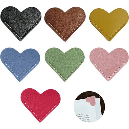7 stykker skinn hjertebokmerke hjørnebokmerker boktilbehør