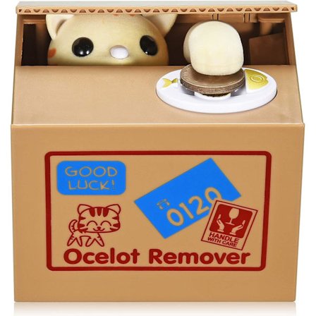 Kat, der stjæler penge, sparegris til børn, møntbank til penge