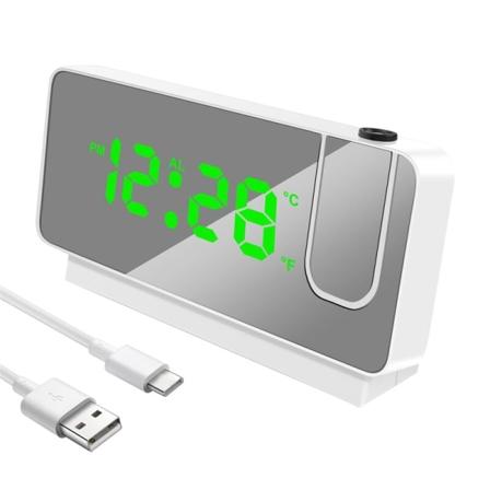 Elektroninen LED-digitaalinen projektio-herätyskello Pöytäherätyskello Projektioaikaprojektorilla Makuuhuoneen Yöpöytäkello B