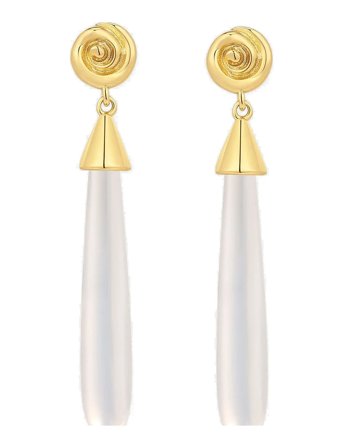LUV AJ | The Coquille Stone Drop Studs- Gold | ONE SIZE