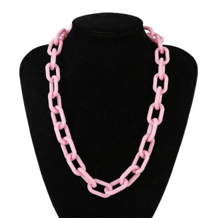 Akryyli kaulakoru riipukset liioiteltu geometria choker naisille 24 tuumaa pink