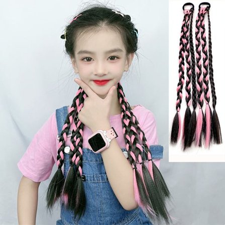 Wig Boxing Braids Wig Temperament Dirty Braids 2kpl musta+pinkki