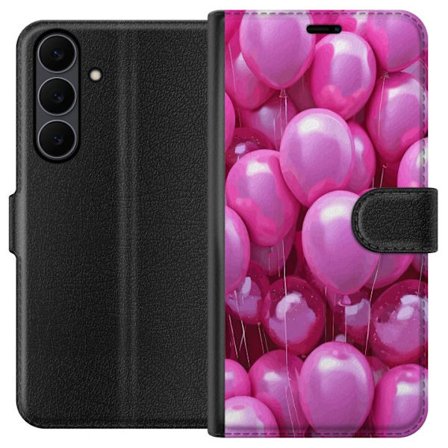 Kompatibelt Plånboksfodral till Samsung Samsung Galaxy S25 FE Rosa ballonger glansigt festligt motiv som för tankarna till födelsedag firande kärl