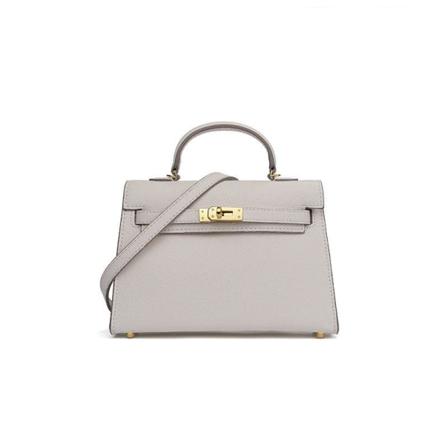 Damer Kvinnor Läderhandväska Andra Generationens Kelly Bag Mini Ba White