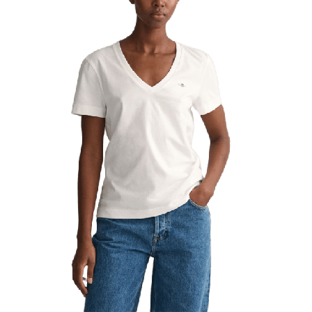 GANT REG SHIELD SS V-NECK T-SHIRT Skjortor Dam Vit XL