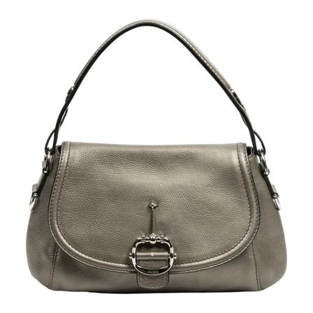 Gucci Vintage, Pre-owned Medium Techno Horsebit Flap Grijs, Dames, Maat:ONE Size,leer