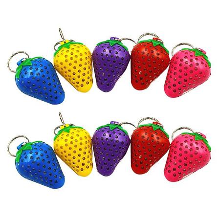 12 stk Strawberry Design nøglering Led lysende nøgleholder Unik nøglering nøgledekoration til daglig brug (assorteret farve)
