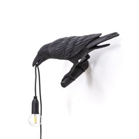 Seletti Bird Modern Italiensk Vägglampa Svart Vit Resin L-WELLNGS svart höger svart höger