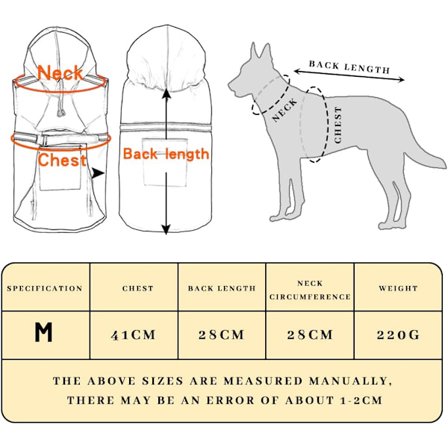 Hundregnrock, Hundregnrock med Huva, Andningsbar Regnjacka Hund