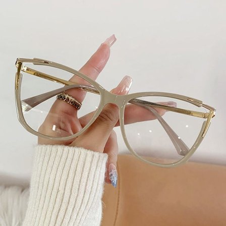 Anti-Blue Light Glasögon Fyrkantiga Glasögon KHAKI