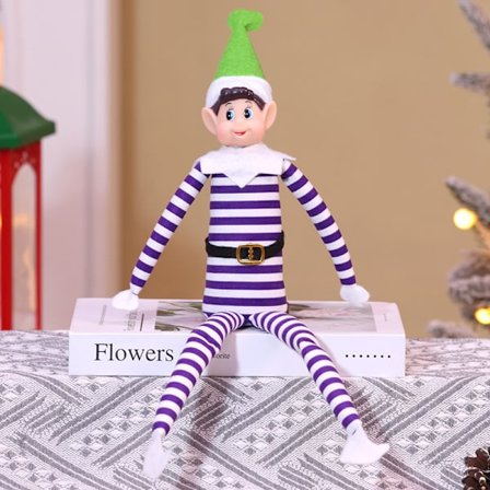 Julbokhylla tomte dekorationer Juldekorationer långbenta docka regnbågsfärg sittande docka