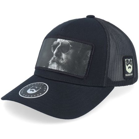 Bearded Man - Svart trucker Keps - Shades And Beard Patch Black A-Frame Trucker @ Hatstore