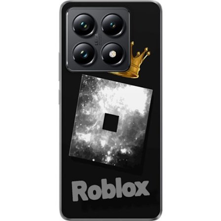 Kompatibelt Mobilskal till Xiaomi Xiaomi 14T Pro Minimalistisk svart och silverfärgad Roblox-symbol med gyllene krona och lyxig gamerestetik på mör