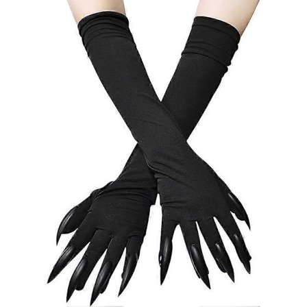 Halloween Kostume Handsker Lange Strækbare Satin Negle 1920'er Opera Party Handsker Fjer Ulv Kattepote Kløer Cosplay Handsker
