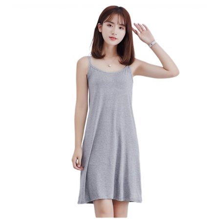 Ny dame underkjole i fuld længde underkjole(Grå L)