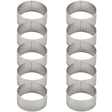 10 stk 4,5 cm runde perforerte sømløse tartformer, quicheformer, paiform, tartformer med H