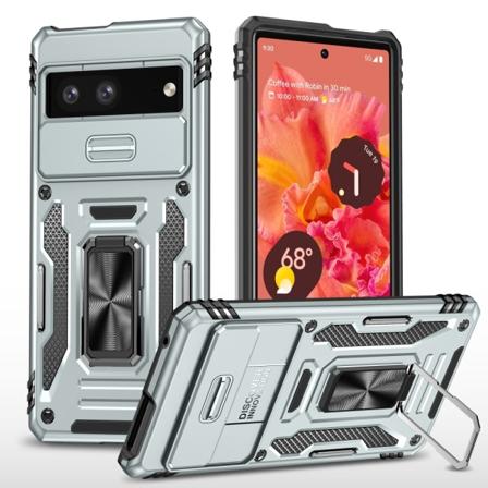 SKALO Google Pixel 7a Armor Hybrid Metal Ring Camera Slider - Gr Grey