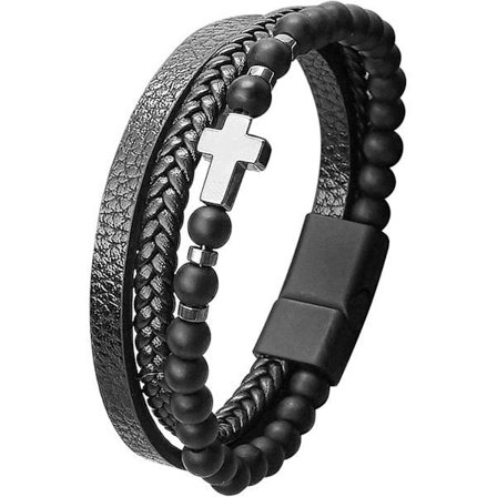 Herrarmband, läderarmband för män, livets träd-armband, herrarmband i rostfritt stål, presenter till män E