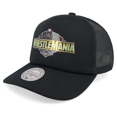 Mitchell & Ness - Black trucker Czapka Z Daszkiem - Wrestlemania 41 Black A-Frame Trucker @ Hatstore