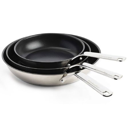 Kitchenaid Set med stekpannor 20 cm + 24 cm + 28 cm, rostfritt stål | Matlagning > Kokkärl & Stekpannor > Stekpannor | Bagaren och Kocken