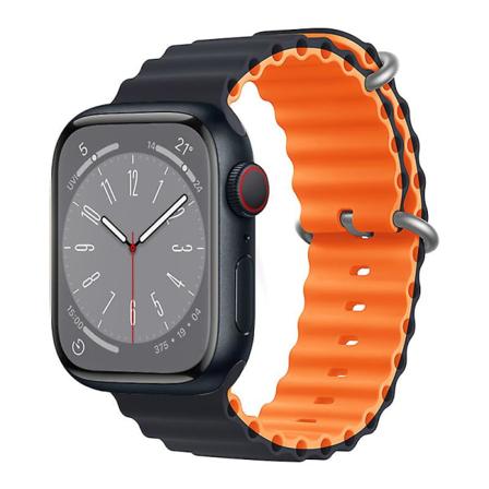 Ocean Armbånd Til Apple Watch Band 44mm 40mm 45mm 41mm 49mm 42mm 38mm Smartwatch Silikone Strap Iwatch Ultra Series 7 6 3 Se 8 Midnight-Orange 42 44 