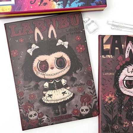 Labub u Graffiti A5 Färgsida Hårdpärm Anteckningsbok Söt Tecknad Färg Inuti Sidan Manuell Student Extra Tjock Anteckningsbok