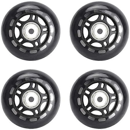 4-pack Inline Skate Hjul Inomhus/Utomhus Ersättningshjul med Kullager 70mm, Svart