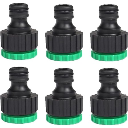 Slangehane-stik - Havevandslange-stik - Gevindhane-adapter til 3/4 tommer 1/2 tommer hane - 6 dele og stik
