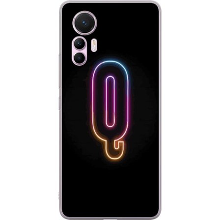 Yhteensopiva Puhelinkuori Xiaomi Xiaomi 12 Lite Minimalistinen neonkirjain Q kirkkaissa väreissä tummaa taustaa vasten