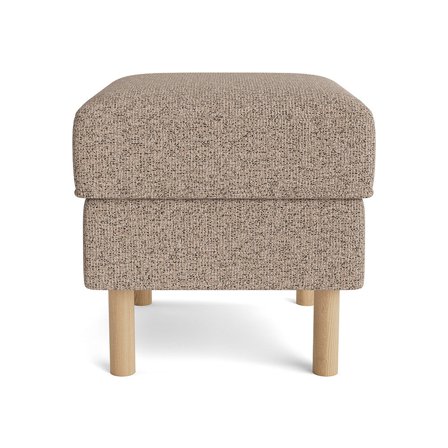 Vitra Pouf Hocker in Puente Greige meliert, moderner Skandinavischer Stil mit Holzbeinen und Kaltpolsterung für hohen Sitzkomfort, 43cm Höhe