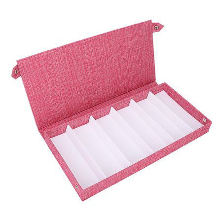 6-roms oppbevaringsboks for solbriller i fløyelsstoff med knapplukking, for å unngå riper, rosa