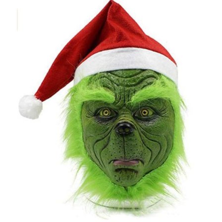 Julgrön Hårmonstermask Fest Grinch Handske Grinch Mask Grön Hårmonster