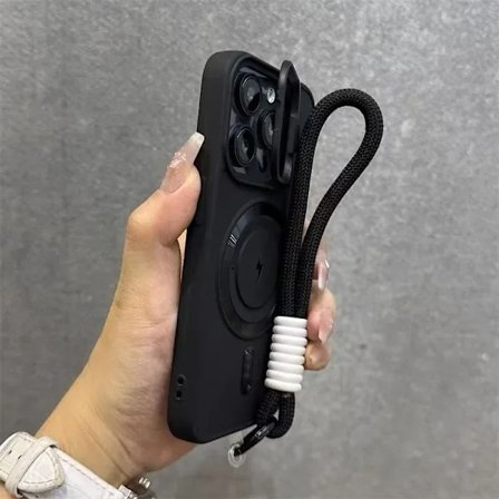 Lyxigt Flip Up Linsskydd Magnetiskt Fodral kompatibelt iPhone 16 15 14 13 12 11 Pro Max 16 Plus Mode Nylon Armband Snodd Mjukt Skal