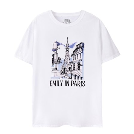 Emily In Paris Dam/Damer Skissartad Stadssilhuett Kortärmad T-shirt