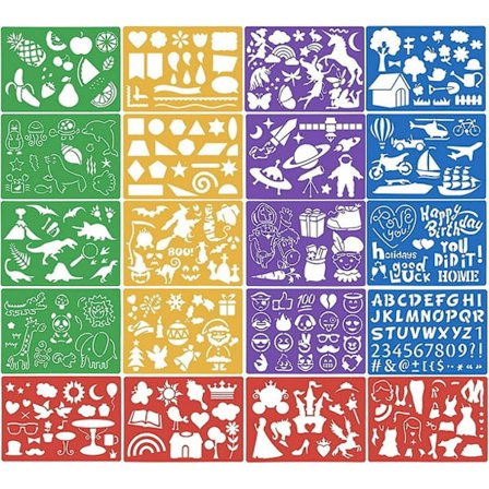 Färgglada engelska nummermallar i plast för barn att måla på