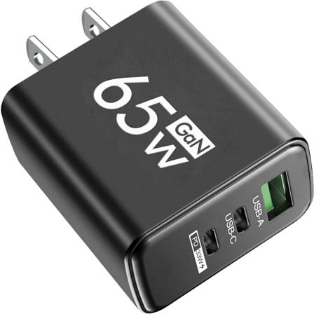 Gan 65W Pd Usb-oplader Type C-oplader Hurtig opladning Strømadapter til 15 Xiaomi Huawei Samsung Mobiltelefon Hurtig oplader US Black