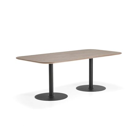 Bord METRIC, rundade hörn, 2000x1000x720 mm, svart/valnöt