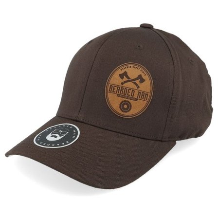 Bearded Man - Brun flexfit Keps - Wood Work Emblem Wooly Combed Brown Flexfit @ Hatstore