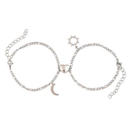 2x Magnetiskt Hjärta Charm Armband För Sol Måne Attraktion Bff Armband För Tonåringar