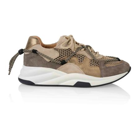 Dwrs Dwars Maryland Leer Combi Elefante Smoke , Beige , Dames , Maat: 38 EU Sneakers