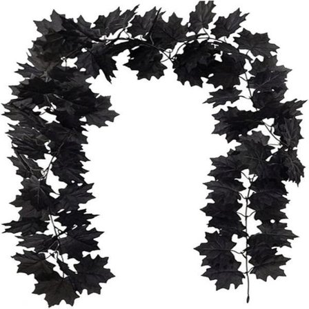 Halloween Höst Lönnlöv Girlang Konstgjord Svart (175 cm) Höst Hängande Girlang Höstlöv Ranka för Thanksgiving Halloween Dekoration