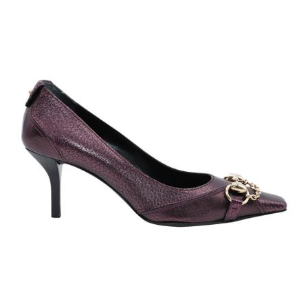 Gucci Vintage Pre-owned 75mm Horse Bit Pumps in Leather , Paars , Dames , Maat: 36 EU