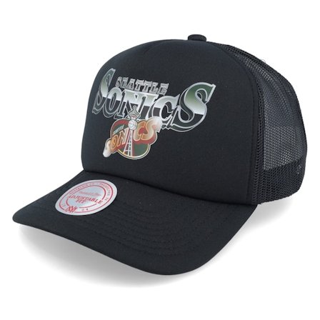 Mitchell & Ness - NBA - Black - trucker - Cap - Seattle Supersonics Rock On Black Trucker - Hatstore