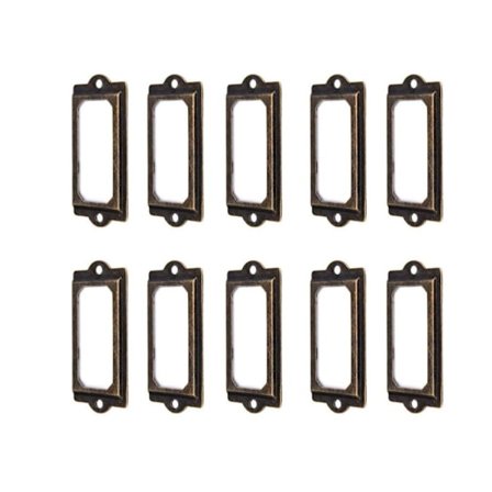 50 stk. EtiketHoldere 60 x 17mm Vintage Bronze Metal EtiketHolder Kortholder Bogreol Skuffe Skab