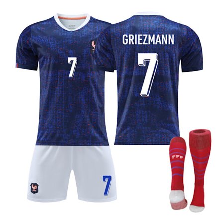 2026 VM Frankrig Hjemme NR.7 GRIEZMANN Børn Voksen Fodboldtrøje Sæt Udstyr Med Sokker